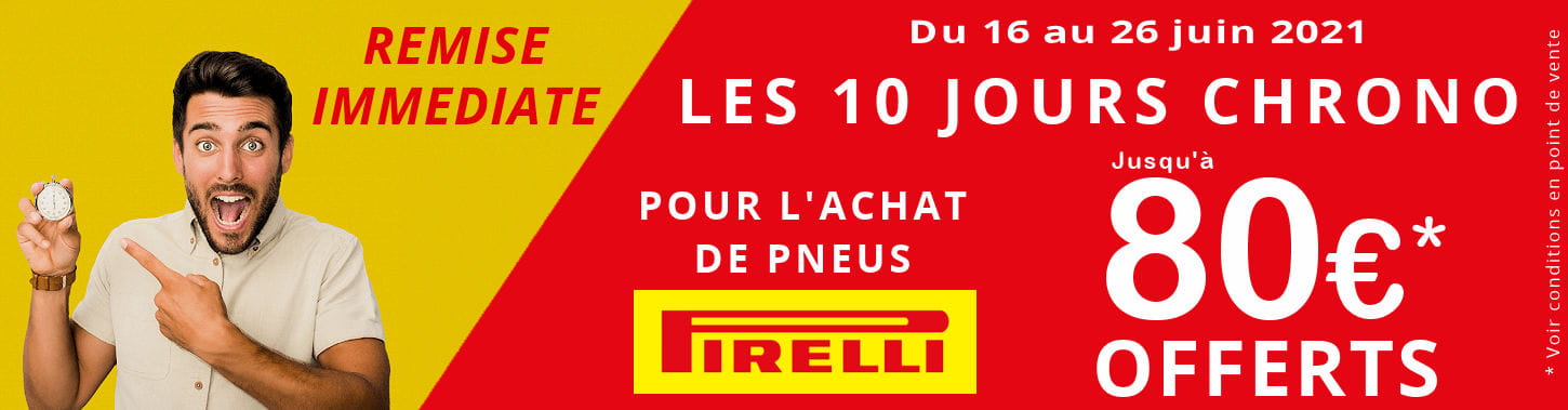 Jusqu’à 100€ offerts pour l'achat de pneus Pirelli